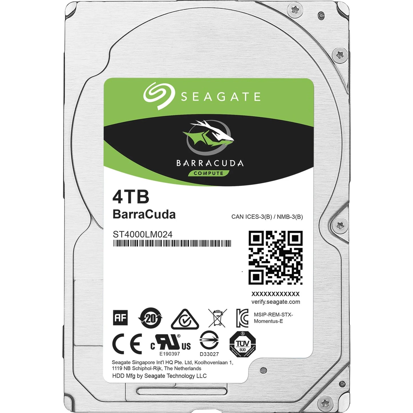 Seagate BarraCuda Mobile Hard Drive 4TB SATA 6Gb/s 128MB Cache 2.5-Inch 15mm (ST4000LM024),Mechanical Hard Disk