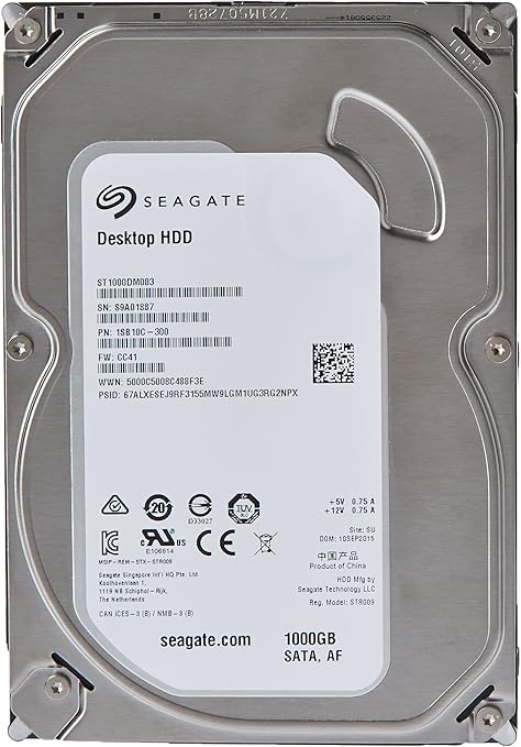 Seagate 1TB Desktop HDD Sata 6Gb/s 64MB Cache 3.5-Inch Internal Bare Drive (ST1000DM003)