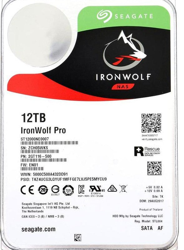 ST12000NE0007 Seagate IronWolf Pro 12TB 7200RPM SATA 6Gbps 256MB Cache (512e) 3.5-inch Internal Hard Drive