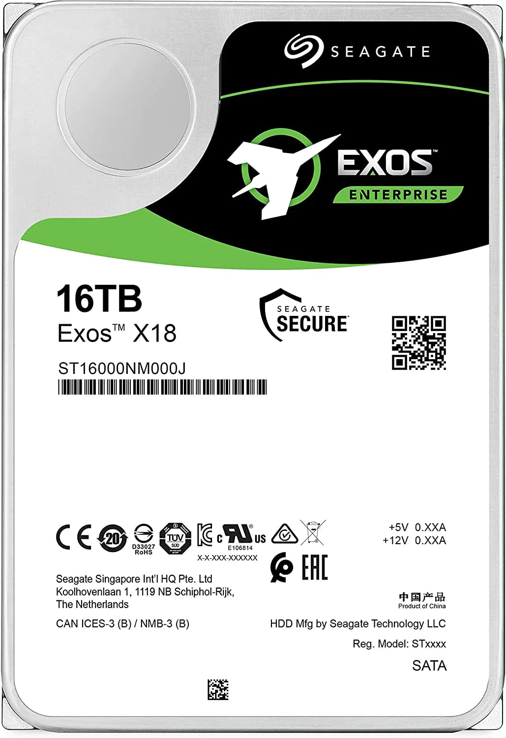 Seagate Exos X18 Enterprise 16TB HDD - CMR, 3.5 - Inch, Hyperscale, SATA 6Gb/s, 7200 RPM, Fast Format 512e and 4Kn, Low Latency with Enhanced Cache (ST16000NM000J) - The HDDs