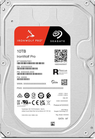 Seagate IronWolf Pro, 10 TB, Enterprise NAS Internal HDD –CMR 3.5 Inch, SATA 6 Gb/s, 7,200 RPM, 256 MB Cache for RAID Network Attached Storage (ST10000NT001) - The HDDs