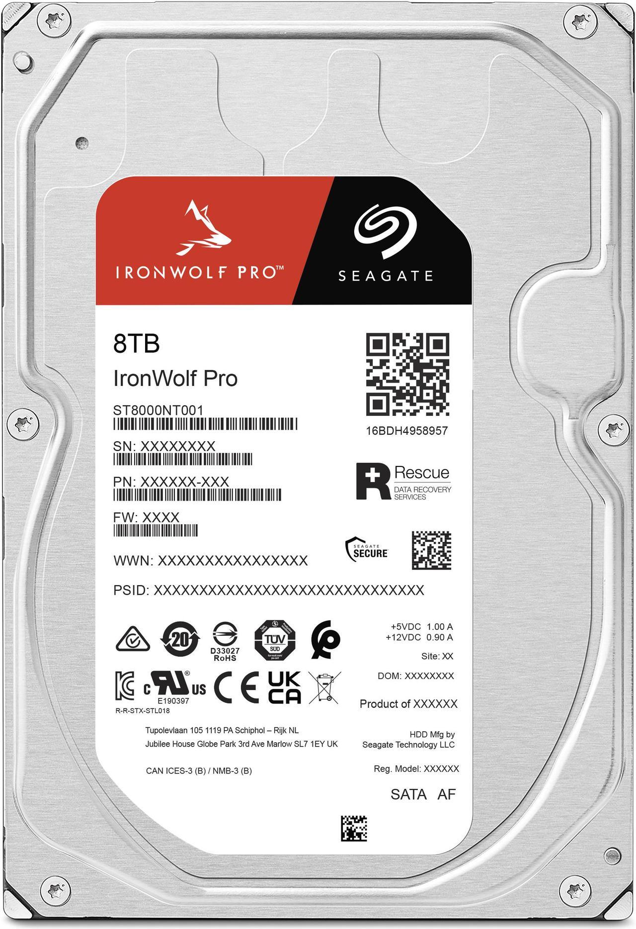 Seagate IronWolf Pro, 8 TB, Enterprise NAS Internal HDD –CMR 3.5 Inch, SATA 6 Gb/s, 7,200 RPM, 256 MB Cache for RAID Network Attached Storage (ST8000NT001) - The HDDs