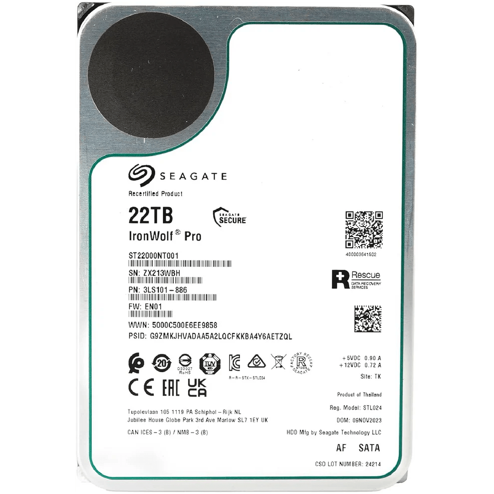 Seagate IronWolf Pro ST22000NT001 22TB 3.5" LFF 6Gbps 7.2K Enterprise 512e SATA NAS HDD - The HDDs