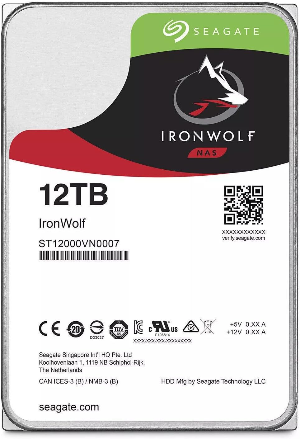 Seagate IronWolf ST12000VN0007 – 12TB Internal Hard Drive, 3.5 - inch, SATA, 7200 RPM, 256MB Cache - The HDDs