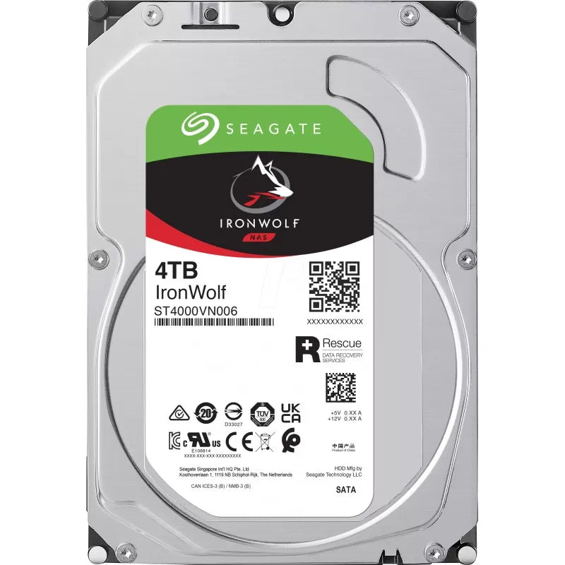 Seagate IronWolf ST4000VN006 4 TB Hard Drive - 3.5" Internal - SATA (SATA/600) - Conventional Magnetic Recording (CMR) Method - The HDDs