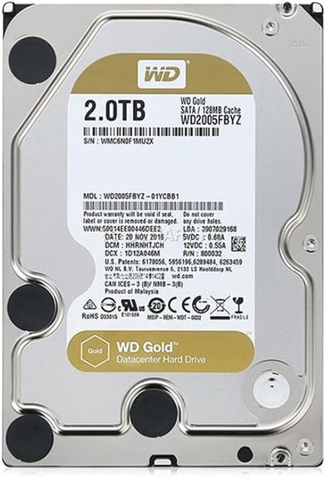 WD Gold 2TB Enterprise Class Hard Disk Drive - 7200 RPM Class SATA 6 Gb/s 128MB Cache 3.5 Inch - WD2005FBYZ - The HDDs