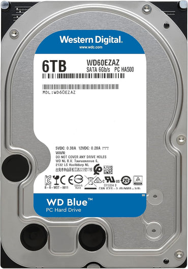 WD Internal Hard Disk 3.5in 6TB WD Blue WD60EZAZ SATA 6Gb/s 5400RPM 256MB Cache (Renewed) - The HDDs