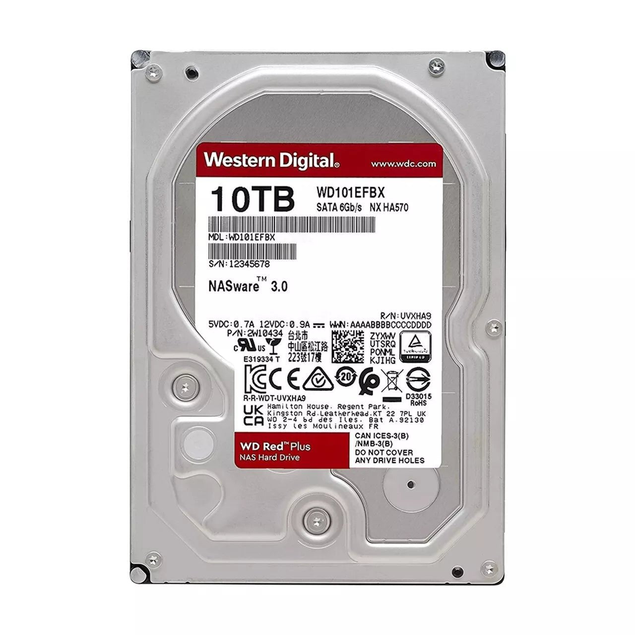 Western Digital 10TB WD Red Plus NAS Internal Hard Drive HDD - 7200 RPM, SATA 6 Gb/s, CMR, 256 MB Cache, 3.5" - WD101EFBX - The HDDs
