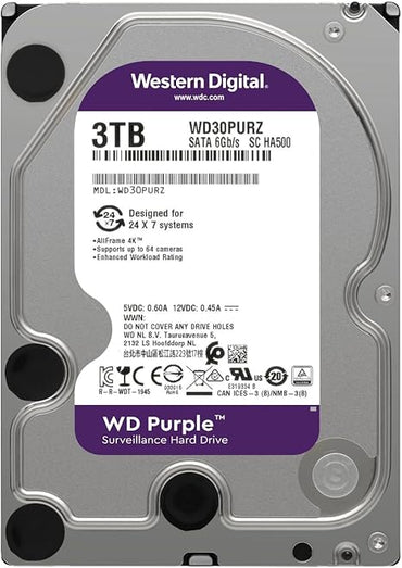 Western Digital 3TB WD Purple Surveillance Internal Hard Drive HDD - SATA 6 Gb/s, 64 MB Cache, 3.5" - WD30PURZ - The HDDs