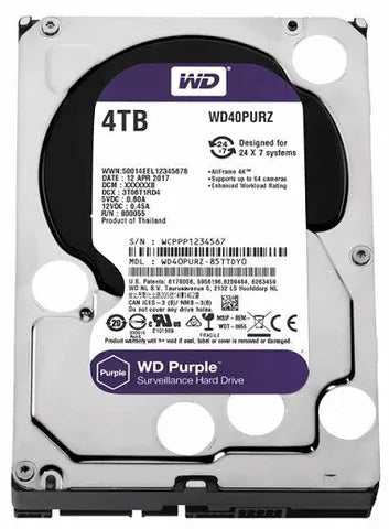 Western Digital 4TB WD Purple Surveillance Internal Hard Drive HDD - SATA 6 Gb/s, 64 MB Cache, 3.5" - WD40PURZ - The HDDs