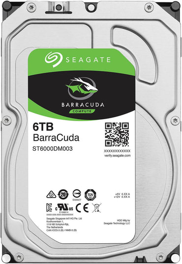 Seagate Barracuda 6TB Internal Hard Drive HDD – 3.5 Inch SATA 6 Gb/s 5400 RPM 256MB Cache for Computer Desktop PC (ST6000DM003)