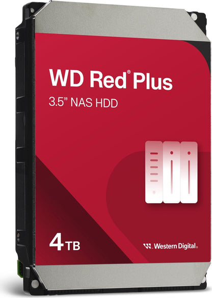 Western Digital 4TB WD Red Plus NAS Internal Hard Drive HDD - 5400 RPM, SATA 6 Gb/s, CMR, 256 MB Cache, 3.5" -WD40EFPX