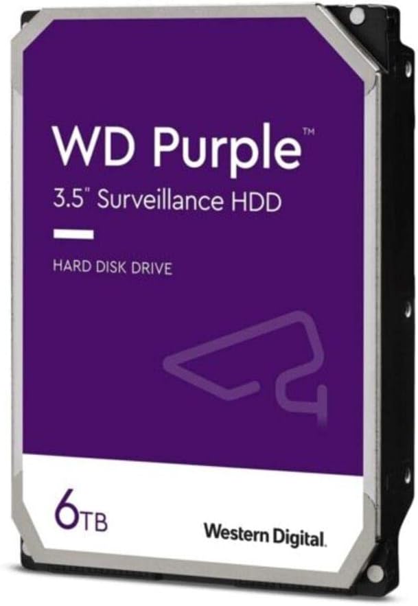 Western Digital 6TB WD Purple Surveillance Internal Hard Drive HDD - SATA 6 Gb/s, 256 MB Cache, 3.5" - WD63PURZ