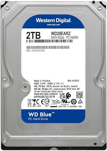 Western Digital 2TB WD Blue PC Internal Hard Drive HDD - 5400 RPM, SATA 6 Gb/s, 64 MB Cache, 3.5" - WD20EARZ