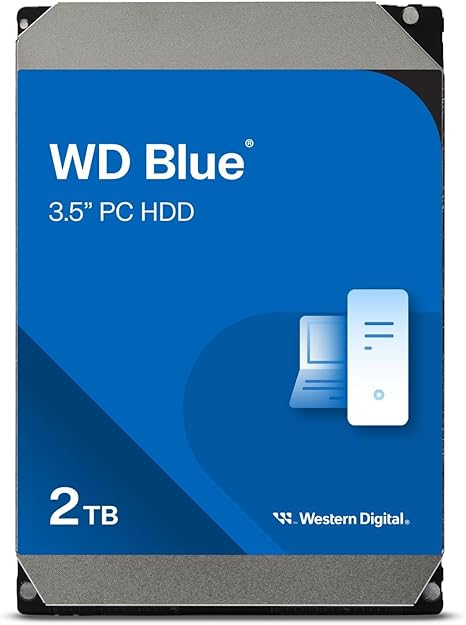 Western Digital 2TB WD Blue PC Internal Hard Drive HDD - 5400 RPM, SATA 6 Gb/s, 64 MB Cache, 3.5" - WD20EARZ