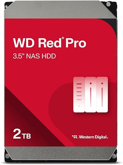 Western Digital 2TB WD Red Pro NAS Internal Hard Drive HDD - 7200 RPM, SATA 6 Gb/s, CMR, 64 MB Cache, 3.5" - WD2002FFSX