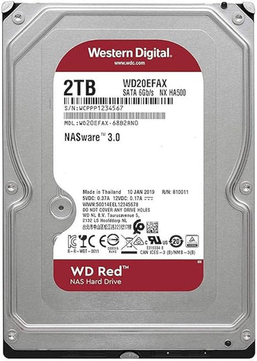 Western Digital 2TB WD NAS Internal Hard Drive HDD - 5400 RPM, SATA 6 Gb/s, SMR, 256MB Cache, 3.5" - WD20EFAX,