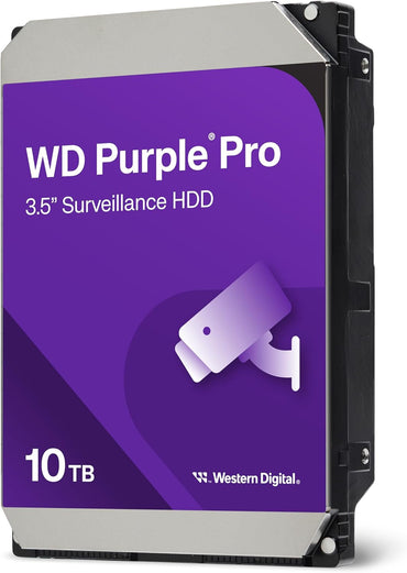 Western Digital 10TB WD Purple Pro Surveillance Internal Hard Drive HDD - SATA 6 Gb/s, 512 MB Cache, 3.5" - WD102PURP