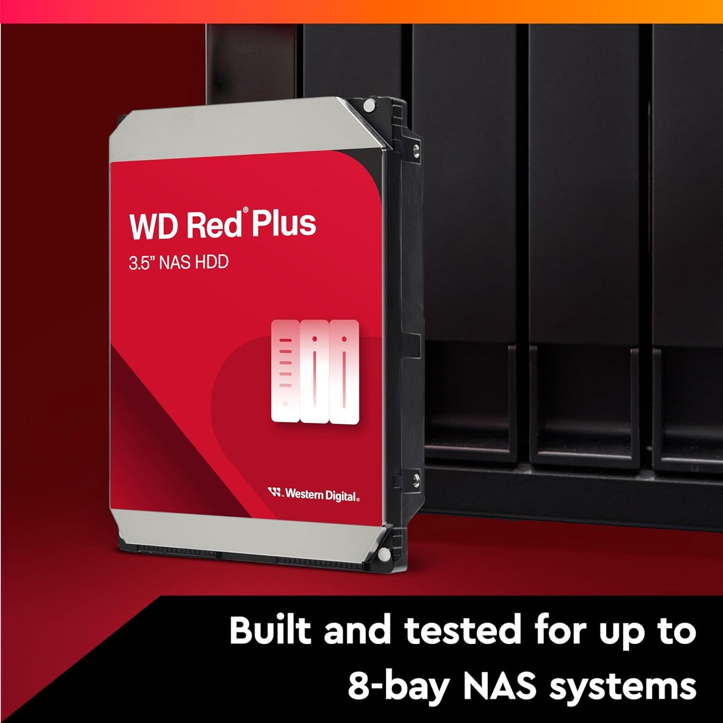 Western Digital 8TB WD Red Plus NAS Internal Hard Drive HDD - 5640 RPM, SATA 6 Gb/s, CMR, 256 MB Cache, 3.5" - WD80EFPX