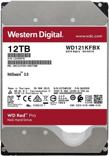 Western Digital 12TB WD Red Pro NAS Internal Hard Drive HDD - 7200 RPM, SATA 6 Gb/s, CMR, 256 MB Cache, 3.5" - WD121KFBX