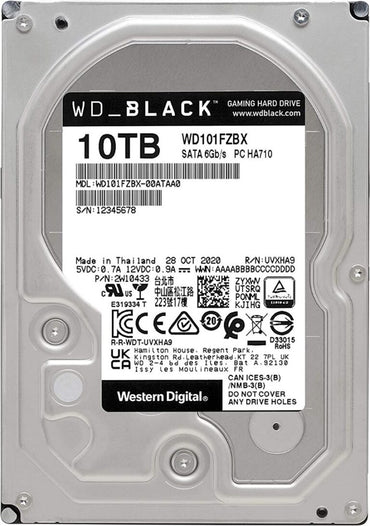 Western Digital 10TB WD Black Performance Internal Hard Drive HDD - 7200 RPM, SATA 6 Gb/s, 256 MB Cache, 3.5" - WD101FZBX