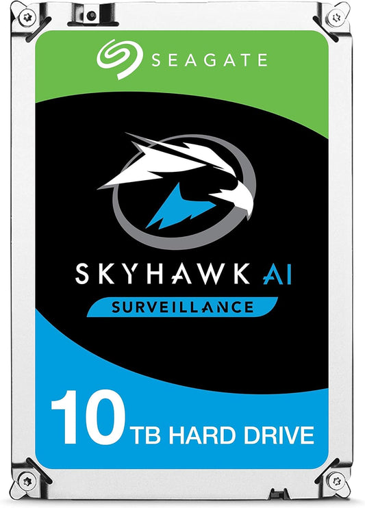 Seagate Skyhawk AI 10TB Surveillance Internal Hard Drive HDD–3.5 Inch SATA 6Gb/s 256MB Cache for DVR NVR Security Camera System with Drive Health Management-Frustration Free Packaging (ST10000VE0004)