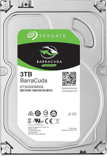 Seagate BarraCuda 3TB Internal Hard Drive HDD – 3.5 Inch SATA 6 Gb/s 7200 RPM 64MB Cache for Computer Desktop PC (ST3000DM008)