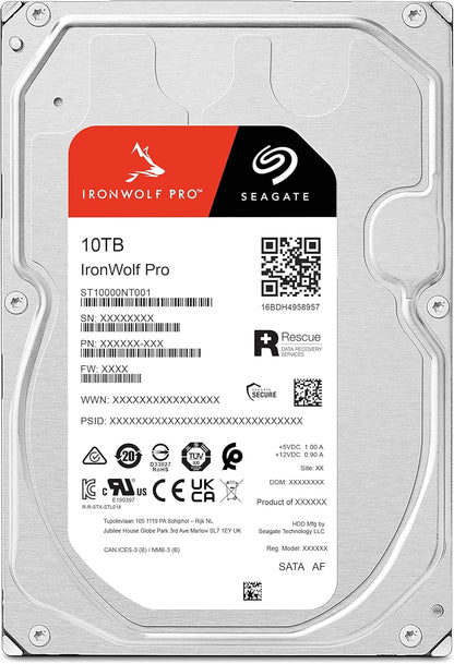 Seagate IronWolf Pro, 10 TB, Enterprise NAS Internal HDD –CMR 3.5 Inch, SATA 6 Gb/s, 7,200 RPM, 256 MB Cache for RAID Network Attached Storage (ST10000NT001)