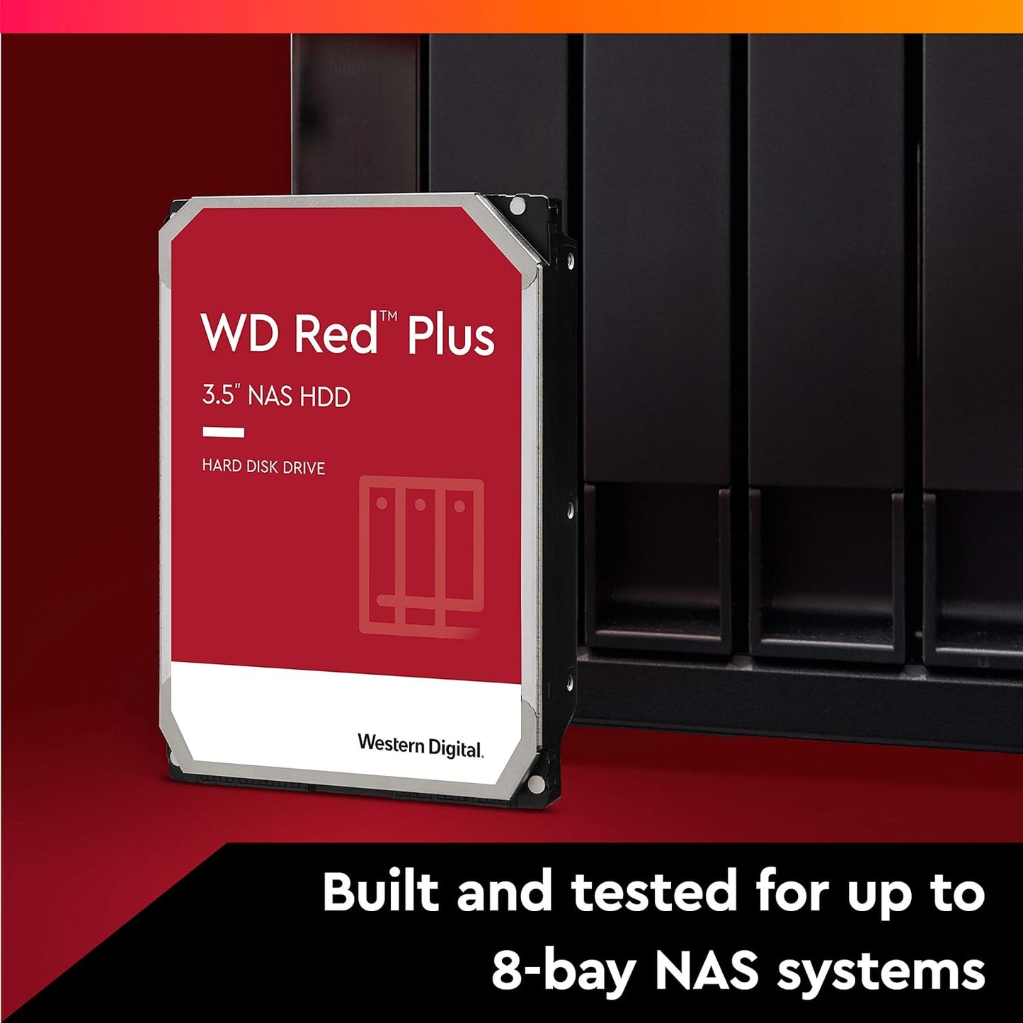 Western Digital 8TB WD Red Plus NAS Internal Hard Drive HDD - 5640 RPM, SATA 6 Gb/s, CMR, 128 MB Cache, 3.5" - WD80EFZZ