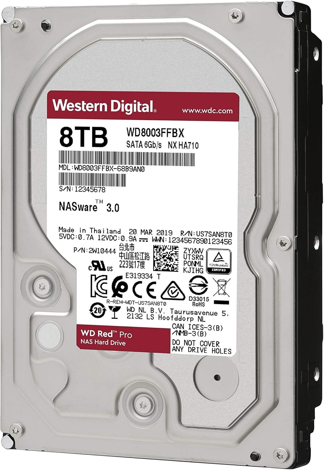 WD Red Pro WD8003FFBX 8TB 7200 RPM 256MB Cache SATA 6.0Gb/s 3.5" Internal Hard Drive Bare Drive