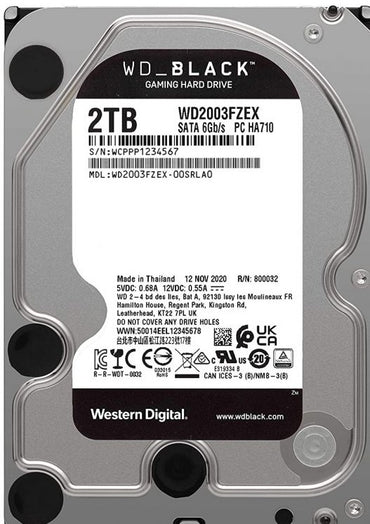 Western Digital 2TB WD Black Performance Internal Hard Drive HDD - 7200 RPM, SATA 6 Gb/s, 64 MB Cache, 3.5" - WD2003FZEX