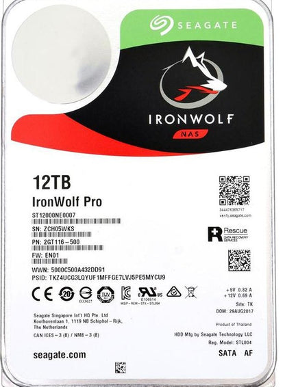 ST12000NE0007 Seagate IronWolf Pro 12TB 7200RPM SATA 6Gbps 256MB Cache (512e) 3.5-inch Internal Hard Drive