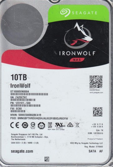 Seagate IronWolf 10Tb NAS Internal Hard Drive HDD – 3.5 Inch SATA 6GB/S 7200 RPM 256MB Cache for Raid Network Attached Storage (ST10000VN0004)