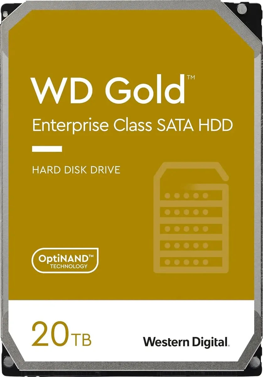 Western Digital 20TB WD Gold Enterprise Class SATA Internal Hard Drive HDD - 7200 RPM, SATA 6 Gb/s, 512 MB Cache, 3.5" - WD201KRYZ