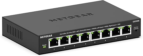 Netgear GS308E 8 - Port Gigabit Plus Switch – Smart Managed, Reliable, Desktop or Wall - Mount Networking Solution - The HDDs