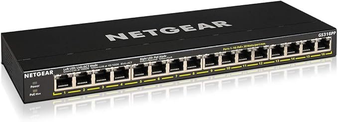 Netgear GS316PP 16 - Port Gigabit PoE+ Desktop/Wall - Mount Switch - The HDDs