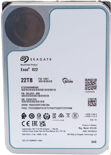 Seagate Exos X22 22TB SAS 12Gb/s 3.5" Enterprise HDD (ST22000NM000E) - The HDDs