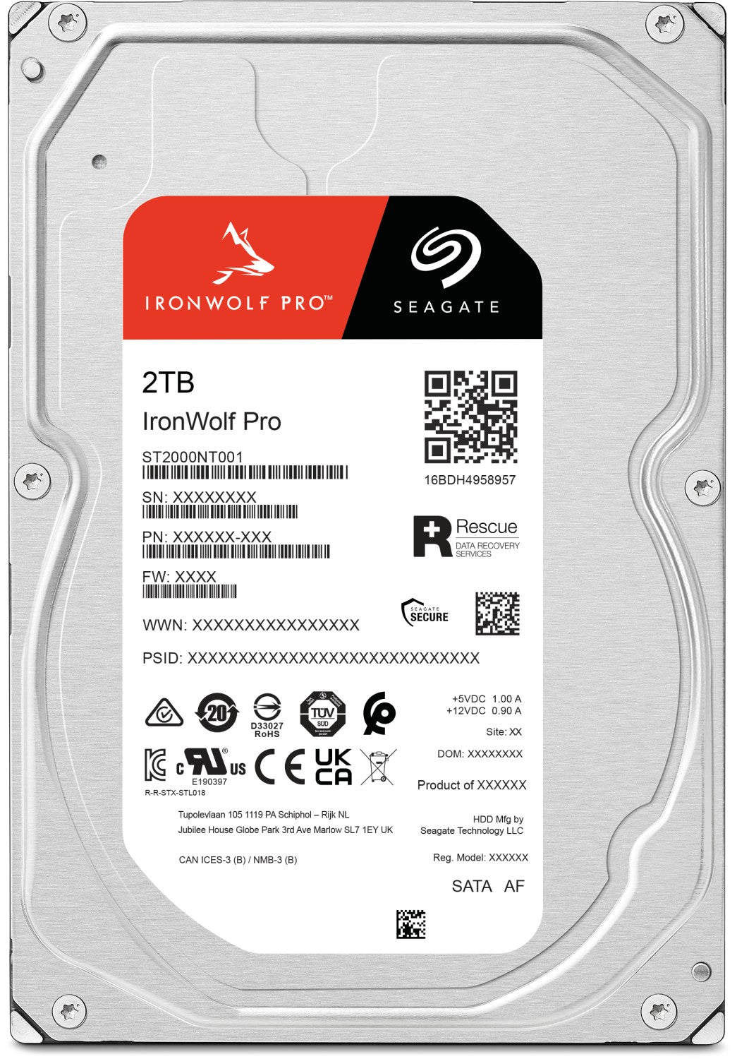 Seagate IronWolf Pro, 2 TB, Enterprise NAS Internal HDD –CMR 3.5 Inch, SATA 6 Gb/s, 7,200 RPM, 256 MB Cache for RAID Network Attached Storage (ST2000NT001) - The HDDs