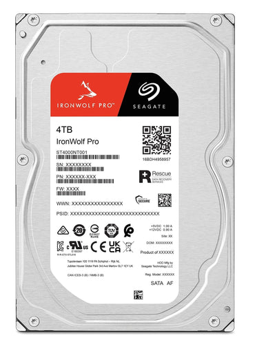 Seagate IronWolf Pro, 4 TB, Enterprise NAS Internal HDD –CMR 3.5 Inch, SATA 6 Gb/s, 7,200 RPM, 256 MB Cache for RAID Network Attached Storage (ST4000NT001) - The HDDs