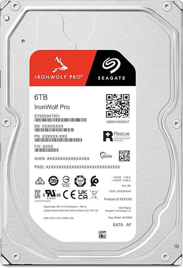 Seagate IronWolf Pro, 6 TB, Enterprise NAS Internal HDD –CMR 3.5 Inch, SATA 6 Gb/s, 7,200 RPM, 256 MB Cache for RAID Network Attached Storage (ST6000NT001) - The HDDs