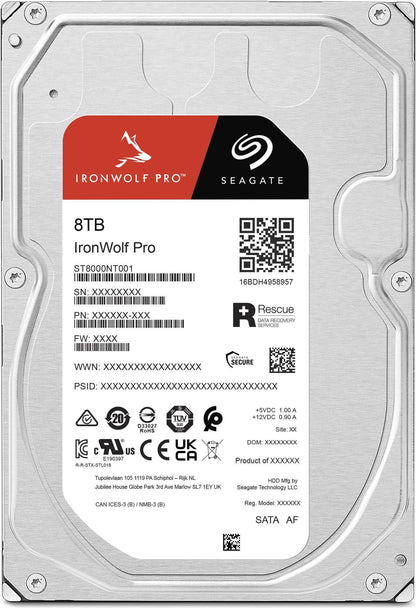 Seagate IronWolf Pro, 8 TB, Enterprise NAS Internal HDD –CMR 3.5 Inch, SATA 6 Gb/s, 7,200 RPM, 256 MB Cache for RAID Network Attached Storage (ST8000NT001) - The HDDs