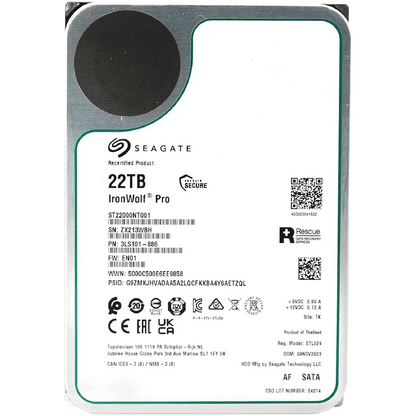 Seagate IronWolf Pro ST22000NT001 22TB 3.5" LFF 6Gbps 7.2K Enterprise 512e SATA NAS HDD - The HDDs