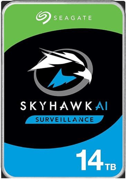 Seagate SkyHawk AI - 14TB Surveillance Internal Hard Drive, 3.5 - Inch SATA, 6Gb/s, 256MB Cache with Drive Health Management + 3 - Year Rescue Service (ST14000VE0008) - The HDDs