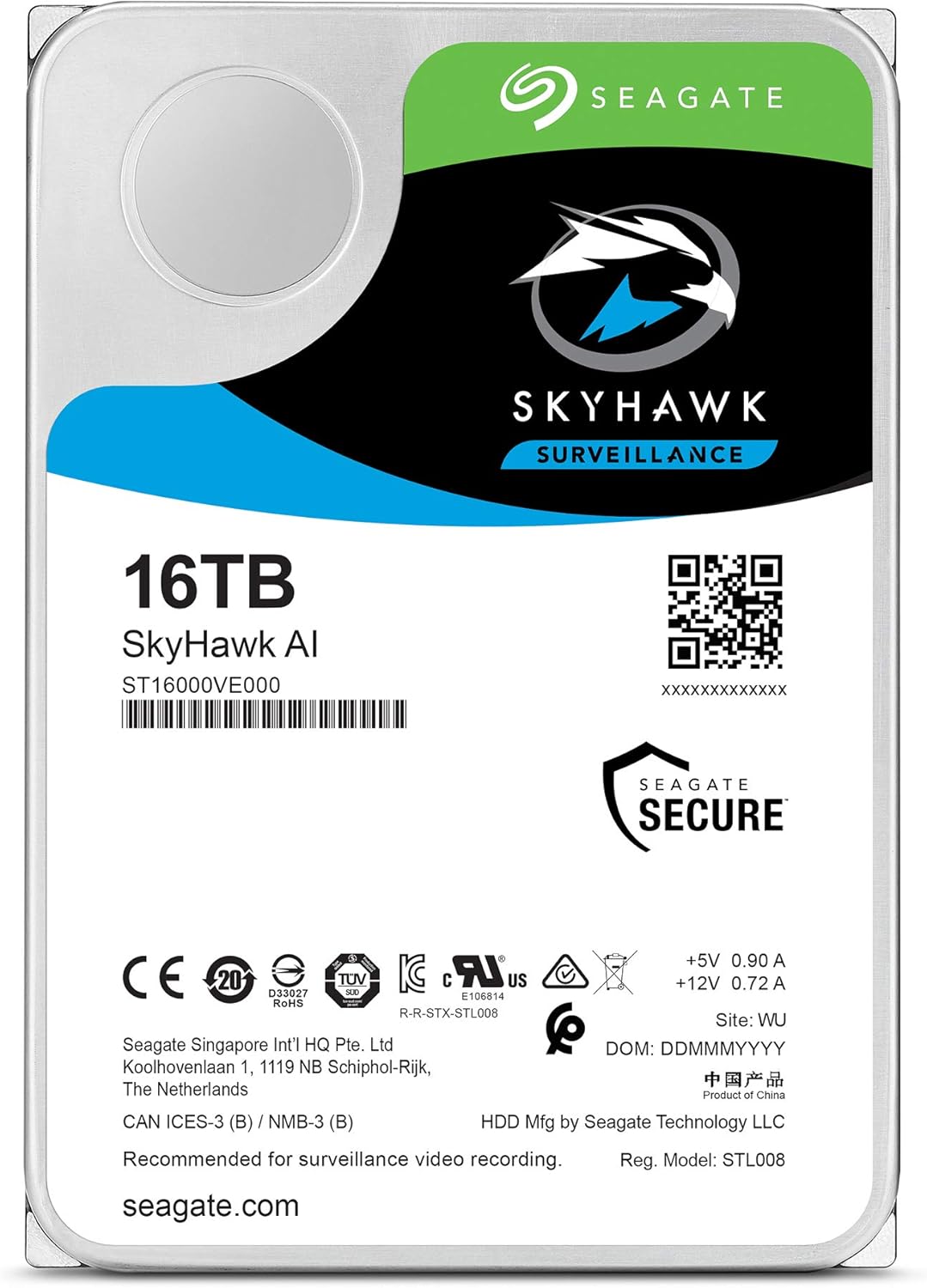 Seagate SkyHawk AI 16TB Video Drive Internal HDD - 3.5 - Inch, SATA 6Gb/s, 256MB Cache for Security Camera System DVR/NVR with Drive Health Management and Rescue Services (ST16000VE000) - The HDDs