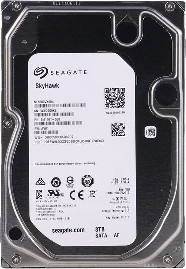 Seagate - ST8000VX004 Skyhawk ST8000VX004 8 TB Hard Drive - 3.5 Internal - SATA (SATA/600) - Video Surveillance System, Network Video Recorder Device Supported - 256 MB Buffer - The HDDs