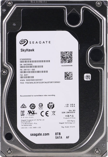 Seagate - ST8000VX004 Skyhawk ST8000VX004 8 TB Hard Drive - 3.5 Internal - SATA (SATA/600) - Video Surveillance System, Network Video Recorder Device Supported - 256 MB Buffer - The HDDs