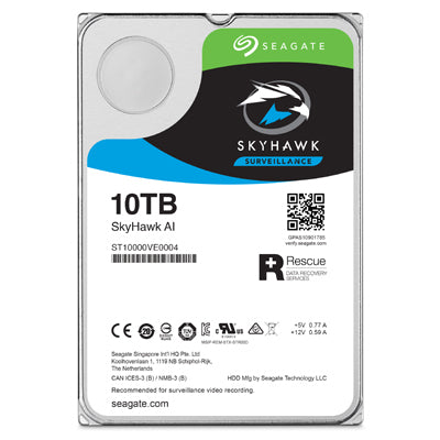 Seagate Skyhawk AI 10TB Surveillance Internal Hard Drive HDD–3.5 Inch SATA 6Gb/s 256MB Cache for DVR NVR Security Camera System with Drive Health Management-Frustration Free Packaging (ST10000VE0004)