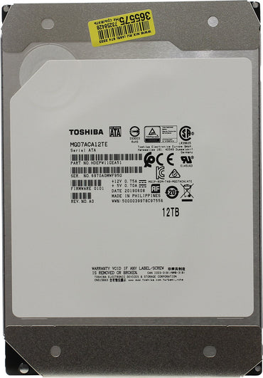 Toshiba MG Series Enterprise 12TB 3.5'' Internal HDD, SATA 6Gbit/s, 7200 RPM, 550TB/year Workload, 24/7 Operation (MG07ACA12TE) - The HDDs