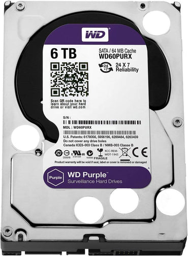 WD Purple 6TB Surveillance Hard Disk Drive - 5400 RPM Class SATA 6 Gb/s 64MB Cache 3.5 Inch - WD60PURX [Old Version] - The HDDs
