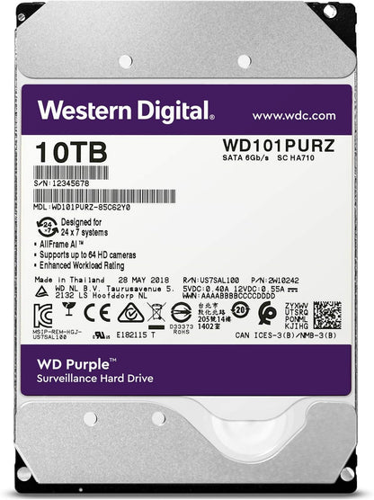 Western Digital 10TB WD Purple Surveillance Internal Hard Drive - SATA 6 Gb/s, , 256 MB Cache, 3.5" - WD101PURZ - The HDDs